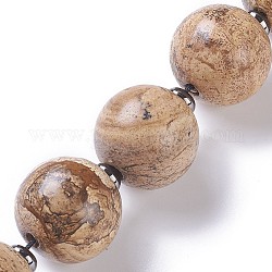 Chapelets de perles en jaspe avec images naturelles, ronde, 30mm, Trou: 2mm, Environ 6 pcs/chapelet, 7.4 pouce (19 cm)