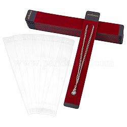 Fingerinspire PVC- und Samt-Halsketten-Anzeigekarten, mit opp Cellophantüten, Rechteck, dunkelrot, 21.1x3 cm, Tasche: 26x4.6cm
