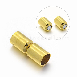 Brass Magnetic Clasps, Column, Golden, 14x5mm, Hole: 4mm