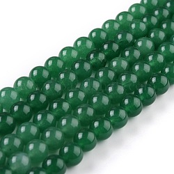Natural White Jade Beads, Round, Dyed, Green, 8mm, Hole: 1mm, about 49pcs/strand, 15.16''(38.5cm)