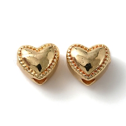 Rack Plating Brass Beads, Cadmium Free & Lead Free, Long-Lasting Plated, Heart, Real 14K Gold Plated, 4x5x3.5mm, Hole: 1mm