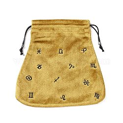 Pochettes d'emballage en velours, sacs à cordonnet, trapèze avec motif de constellation, verge d'or noir, 21x21 cm