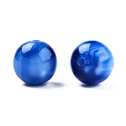 Resin Beads, Imitation Gemstone, Round, Dodger Blue, 12x11.5mm, Hole: 1.5~3mm