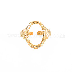 Chapado en iones (ip) 304 anillo de acero inoxidable abierto ovalado ancho para mujer, sin níquel, real 18k chapado en oro, nosotros tamaño 7 1/4 (17.5 mm)