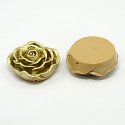 Gold Rose Flower Resin Flatback Beads, 45x18mm, Hole: 1.5mm