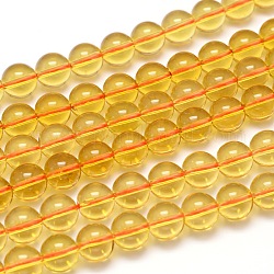 Chapelets de perles en cristal de quartz naturel, ronde, Grade a, imitation citrine, teints et chauffée, 10mm, Trou: 1.2mm, Environ 39 pcs/chapelet, 15.5 pouce
