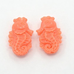Synthetic Coral Beads, The Undersea World Series, Sea Horse, Dyed, Tomato, 19x12x5mm, Hole: 1mm