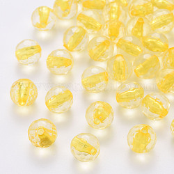Transparente Acryl Perlen, Runde, facettiert, golden, 12x11.5 mm, Bohrung: 1.8 mm, ca. 550 Stk. / 500 g