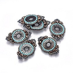 Miyuki & toho link di perline giapponesi fatti a mano, modello telaio, con shell, occhio, colorato, 29~30x18x4mm, Foro: 1.6 mm