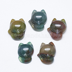 Natural Indian Agate Pendants, Fox, 22.5~23x19~20x8.5~9.5mm, Hole: 1mm