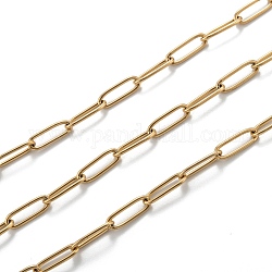 Placage sous vide 304 chaînes trombones en acier inoxydable, chaînes de câble allongées étirées, soudé, avec bobine, or, Liens: 12x4x1 mm, environ 32.8 pied (10 m)/rouleau