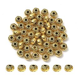 Séparateurs perles en alliage de style tibétain, sans cadmium et sans plomb, rondelle, Or antique, 7x5mm, Trou: 2.5mm
