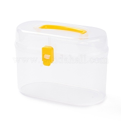 Boîte en plastique, boîte de rangement pour couvercle de bouche, avec une poignée, rectangle, blanc, 9.4x17.2x12.6 cm