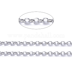 Brass Rolo Chains, Belcher Chains, Soldered, Long-Lasting Plated, with Spool, Cadmium Free & Nickel Free & Lead Free, Platinum, 2x0.6mm, about 301.83 Feet(92m)/roll