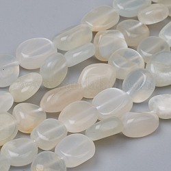 Natural White Moonstone Beads Strands, Nuggets, Tumbled Stone, 8~10x8~9x5.5~6mm, Hole: 0.5mm, about 43pcs/strand, 15.55 inch(39.5cm)