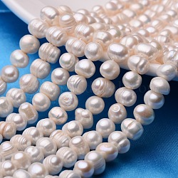 Potato Natural Cultured Freshwater Pearl Beads Strands, Old Lace, 8~9mm, Hole: 0.8mm, about 44~54pcs/strand, 13.5 inch~15.7 inch