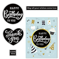 CRASPIRE Happy Birthday Clear Stamps for Card Making Decoration Scrapbooking, Thank You Silicone Rubber Stamp for Greeting Cards Photo Album Diary Decor DIY Craft