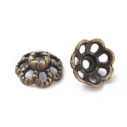 Tibetische Perlen Kappen & Kegel Perlen, Zink-Legierung Perlenkappen, Bleifrei und Nickel frei und Cadmiumfrei, Antik Bronze Farbe, 9 mm in Durchmesser, 4 mm dick, Bohrung: 1 mm