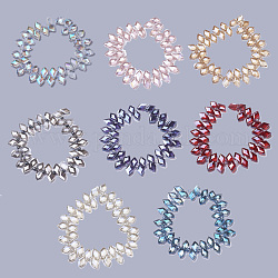 Chapelets de perles en verre électroplaqué, losange, couleur mixte, 8x13x4.7mm, Trou: 0.8mm, Environ 40 pcs/chapelet, 8.11 pouce ~ 9.4 pouces (20.6~23.9 cm)