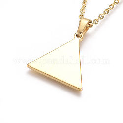 304 Stainless Steel Pendant Necklaces, with Cable Chains and Lobster Claw Clasps, Triangle, Golden, 17.6 inch(44.8cm), 1.5mm