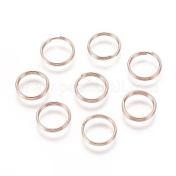 304 из нержавеющей стали разрезные кольца, кольца с двойной петлей, розовое золото , 10x1.4 мм, внутренний диаметр: 8.5 мм, одножильный: 0.7 мм