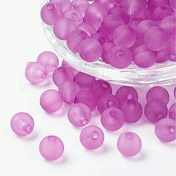 Perles en acrylique transparente, ronde, mat, violette, 4mm, Trou: 1mm, environ 14000 pcs/500 g