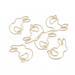 Rabbit Shape Iron Paperclips, Cute Paper Clips, Funny Bookmark Marking Clips, Light Gold, 30.5x25.5x1mm, 10pcs/box