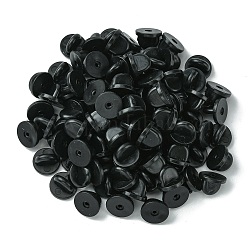Accessoires de broche en silicone, épingles en caoutchouc à l'arrière, ajustement confortable, noir, 10x6mm, Trou: 1mm