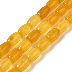Natur gefärbt Jade Perlen Stränge, Oval, dunkelgolden, 11.5~12x7.5~8 mm, Bohrung: 0.8 mm, ca. 29~32 Stk. / Strang, 12.99''~15.16'' (33~38.5 cm)