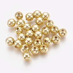 Abs Kunststoffperlen, umweltfreundliche galvanisierte Perlen, Runde, Vergoldete, 10 mm, Bohrung: 2.3 mm