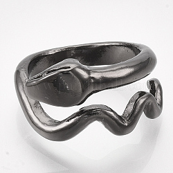 合金カフ指輪  ヘビ  ガンメタ色  サイズ7  17mm