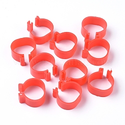 Plastic Poultry Leg Bands, Bird Chicks Ducks Chicken Clip-on Rings, Red, 21x21x10mm