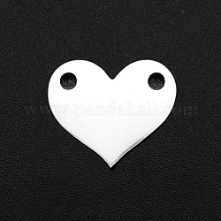 201 Stainless Steel Links, Heart, Laser Cut, Stamping Blank Tag, Stainless Steel Color, 8.5x10x1mm, Hole: 1.2mm