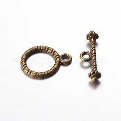 Tibetan Style Toggle Clasps, Antique Bronze Color, Cadmium Free & Lead Free, Ring: 13mm wide, 16.5mm long, Bar: 6mm wide, 20mm long, hole: 2mm