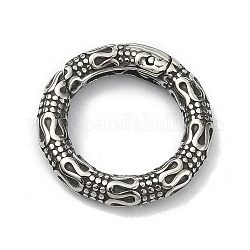 Tibetischer Stil 316 chirurgische Edelstahl-Federtorringe, Strukturierter runder Schlangenring, Antik Silber Farbe, 22x3.3 mm
