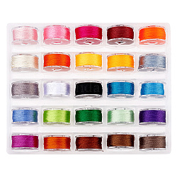 Hilos de coser de poliéster, para suministros de costura, bordado computarizado, colorido, 0.1mm, aproximadamente 80 m/rollo; 1 rollos/color, 25 colores, 25 rollos / caja
