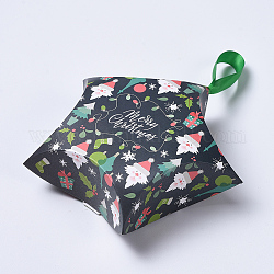Cajas de regalo de navidad en forma de estrella, con la cinta, bolsas para envolver regalos, para regalos dulces galletas, verde oscuro, 12x12x4.05 cm