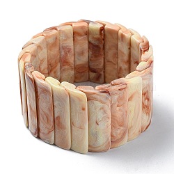 Bracciale elasticizzato con perline in finta pietra acrilica, braccialetto di piastrelle, rosa nebbiosa, diametro interno: 2-1/4 pollice (5.6 cm)