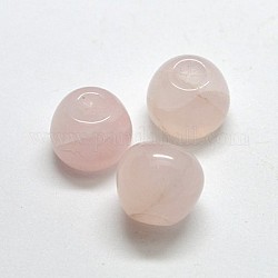 Natural Rose Quartz Beads, Half Drilled Hole, Apple, Pink, 10x8mm, Hole: 1mm