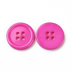 Bottoni di resina, tinto, rotondo e piatto, rosa caldo, 20x3mm, Foro: 2 mm, 195pcs/scatola