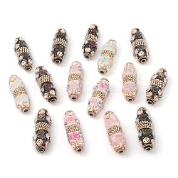 Perles Indonésiennes manuelles, avec les accessoires de résine et strass, abs perle d'imitation, ovale, couleur mixte, 60x21mm, Trou: 4.5mm