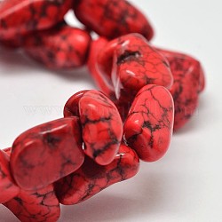 Крашеные самородки бусины из натурального говлита пряди, красные, 11~17x10~17 мм, отверстие : 1 мм, около 15.7 дюйма