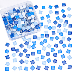 Olycraft Glaskabochons, Mosaikbasis, Viereck, Blau, 10x10x4 mm, 250 g / box