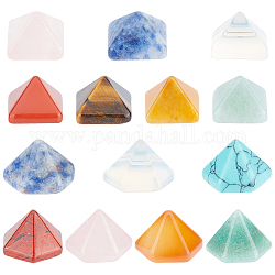 14 Stück Pyramide im 14-Stil aus natürlichen und synthetischen Edelsteinen, 14~16x14x10 mm, 1pc / style