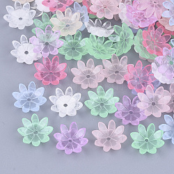 Tappi di perline di resina, multi-petalo, fiore, colore misto, 10x10x2.5mm, Foro: 1.2 mm
