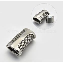 Smooth 304 Stainless Steel Rectangle Magnetic Clasps with Glue-in Ends, Antique Silver, 29x18x9mm, Hole: 6x12mm