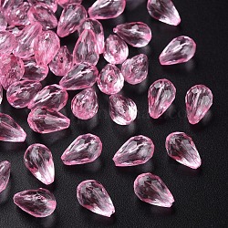 Perles en acrylique transparente, facette, larme, perle rose, 12x8mm, Trou: 1.5mm, environ 1338 pcs/500 g