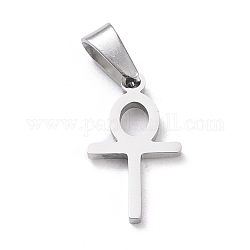 Easter 304 Stainless Steel Pendants, Laser Cut, Ankh Cross, Stainless Steel Color, 20x11x1.5mm, Hole: 3.5x7mm