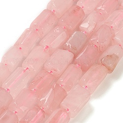 Fili di perline quarzo roso  naturale , con perline semi, sfaccettato, colonna, 5.5~7.5mm, Foro: 0.7 mm, circa 26~33pcs/filo, 15.67''~16.46'' (39.8~41.8 cm)