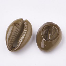 Sprühfarbe Kaurimuschel Perlen, Ton zwei, kein Loch / ungekratzt, Kaffee, 20~25x14~16x5~7 mm